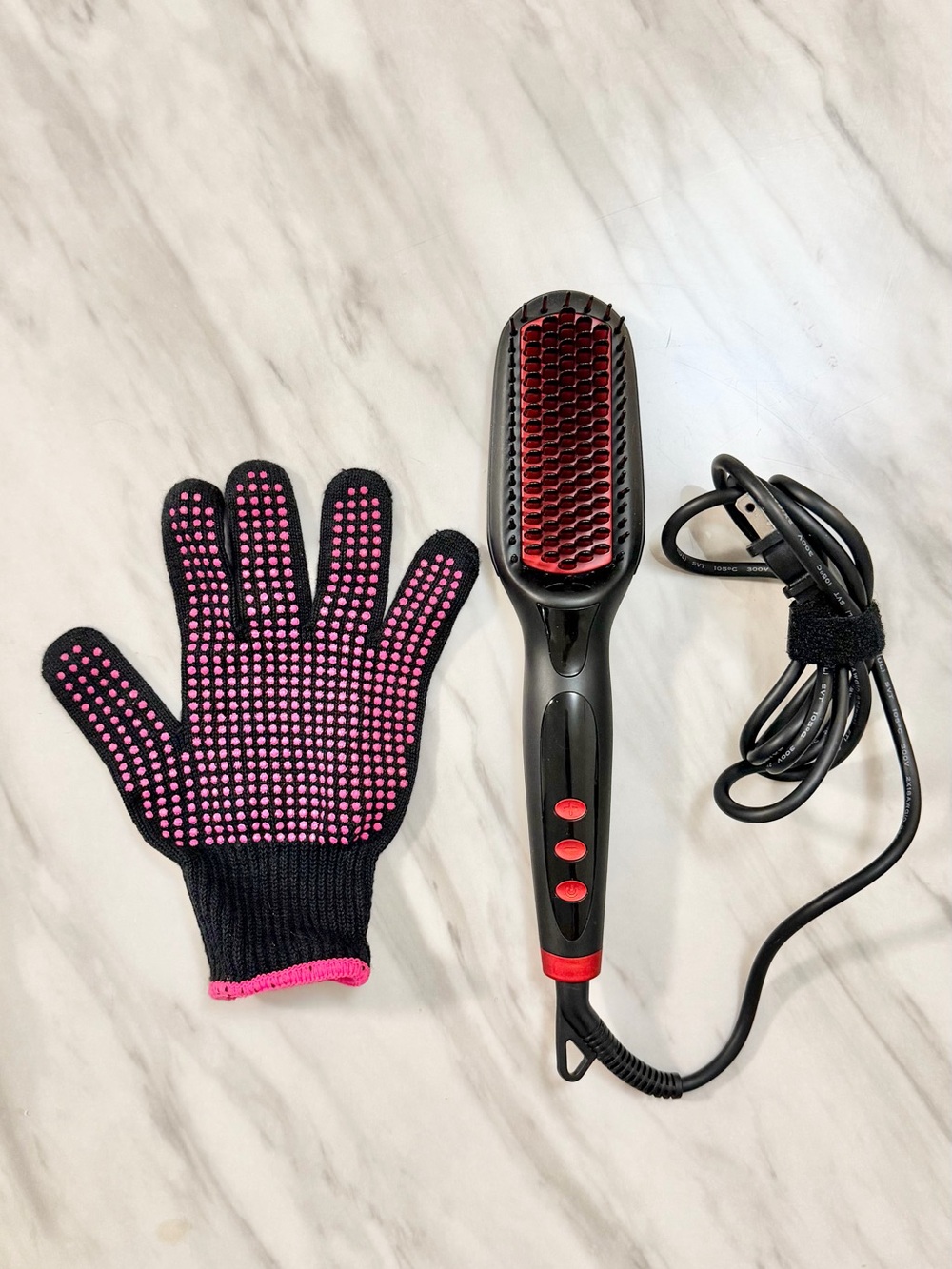 Glamfields Ionic Hair Straightener Brush 2.0 MCH Ceramic Anti Scald with Glove